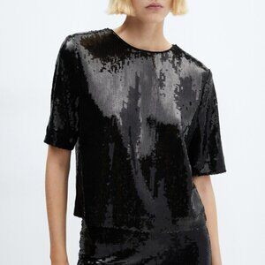 NWT MANGO squin boxy tshirt